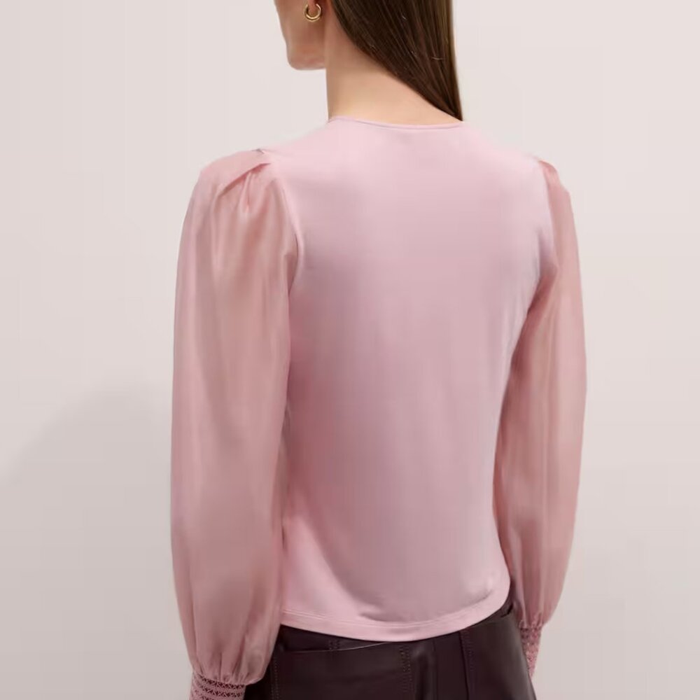 ME + EM : Layering Blouse Sheer Mixed Media in soft pink - US 10 - Picture 4 of 6